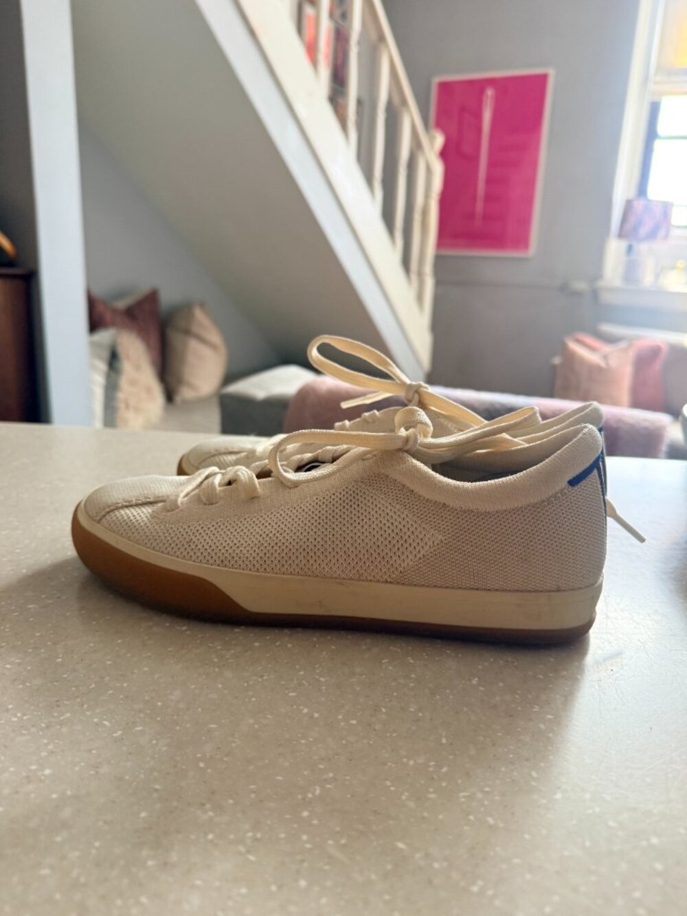 Rothy's Lace-Up Sneakers (Blonde, W8) - Picture 4 of 7